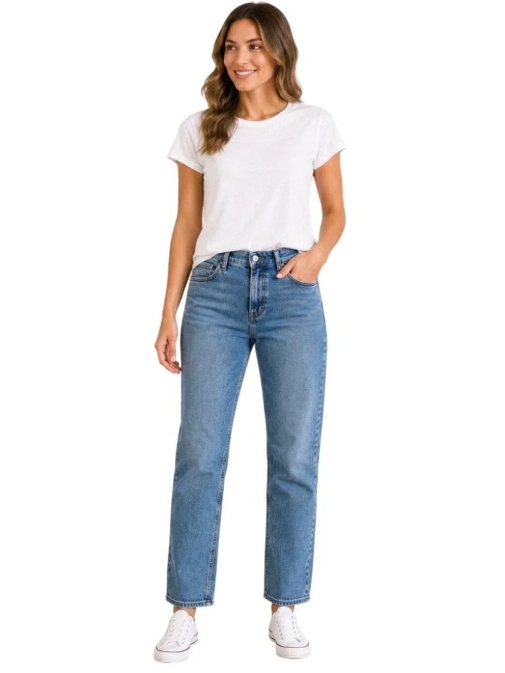 Faherty Light-Medium Wash Straight Leg High Rise Jeans Womens 26